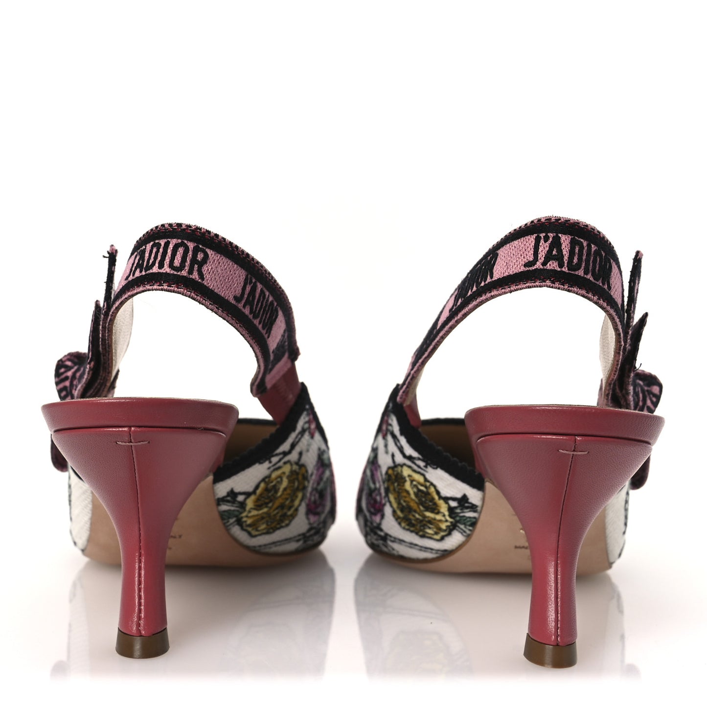 Canvas Embroidered Florilegio J'Adior Slingback 65mm Pumps 38.5 White Multicolor