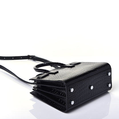Saint Laurent Calfskin Crocodile Embossed Nano Sac De Jour Black 5 of 10