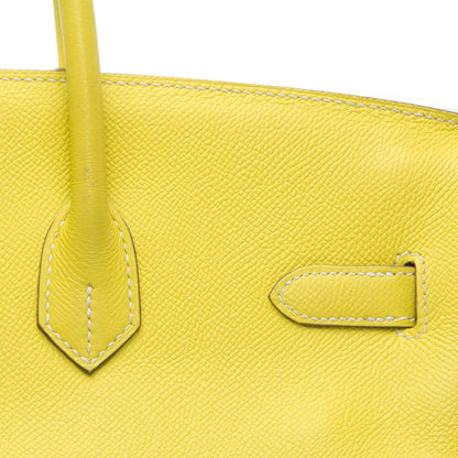 Hermes Epsom Candy Birkin 35 Lime Gris Perle 8 of 24