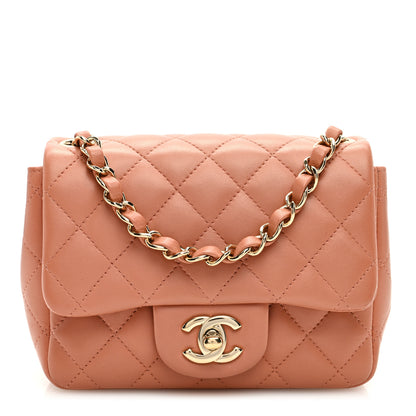 Chanel Lambskin Quilted Mini Square Flap Dark Beige 1 of 12