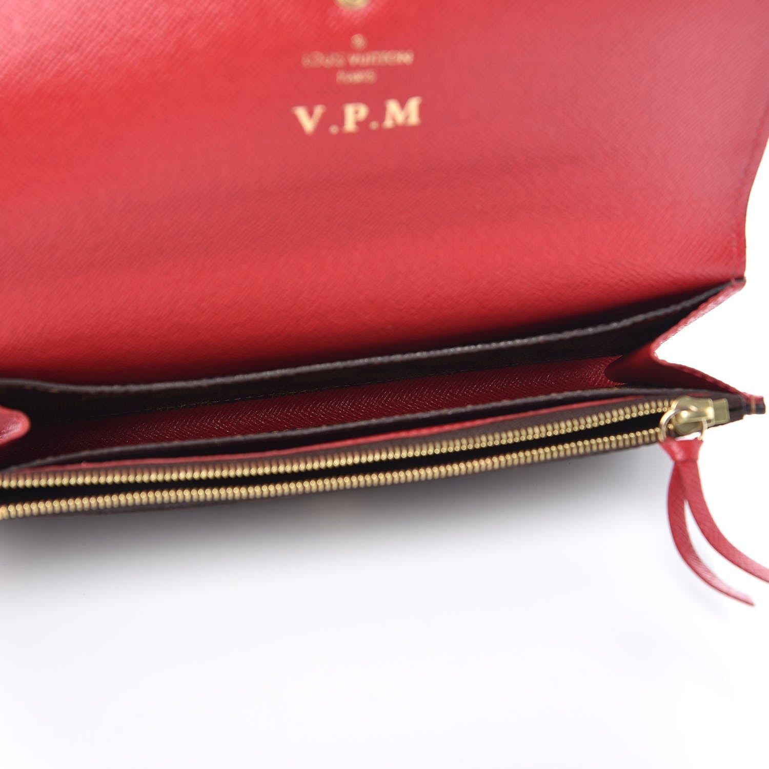 Louis Vuitton Damier Ebene Emilie Wallet Red 5 of 9