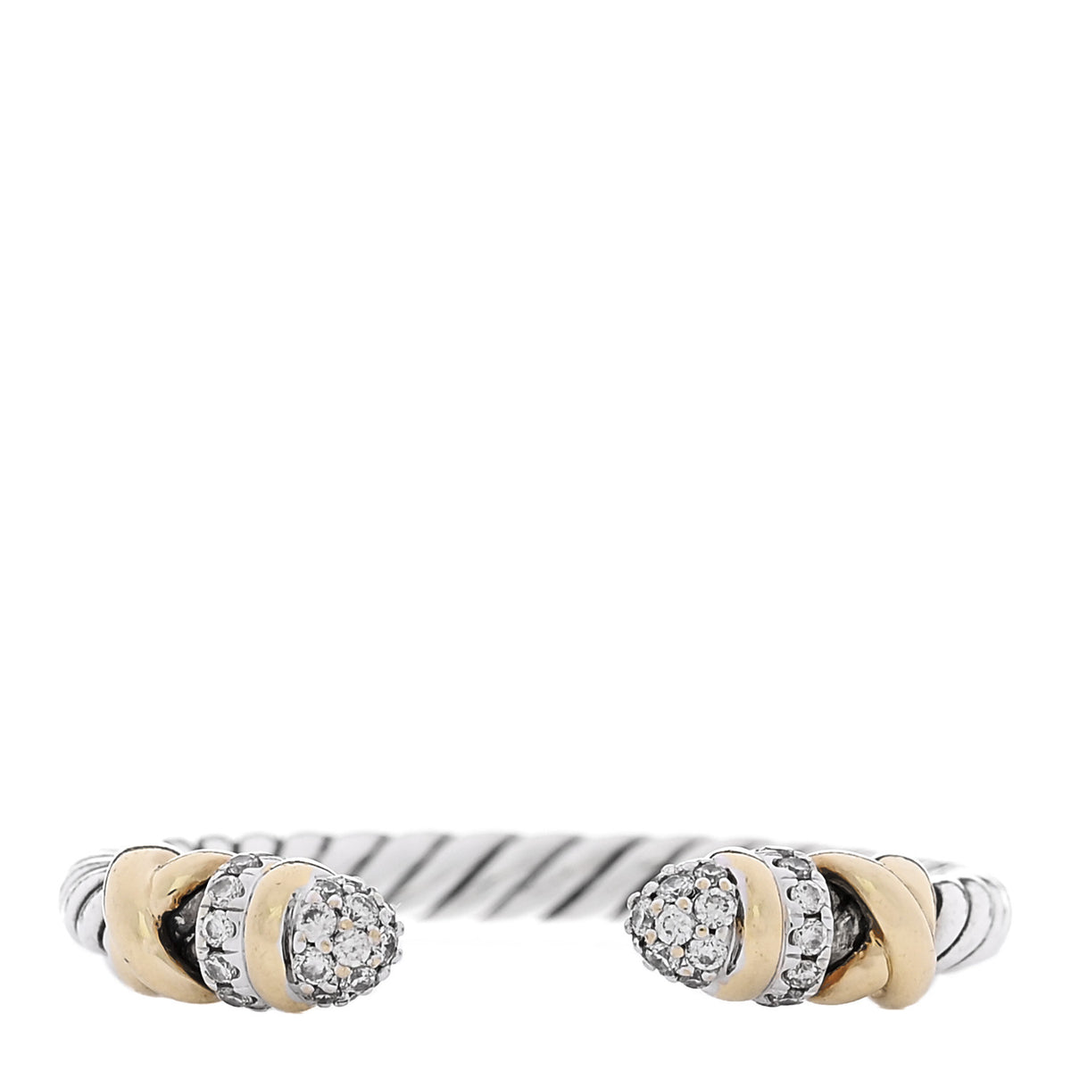 Sterling Silver 18K Yellow Gold Diamond Petite Helena Open Ring 56 7.5