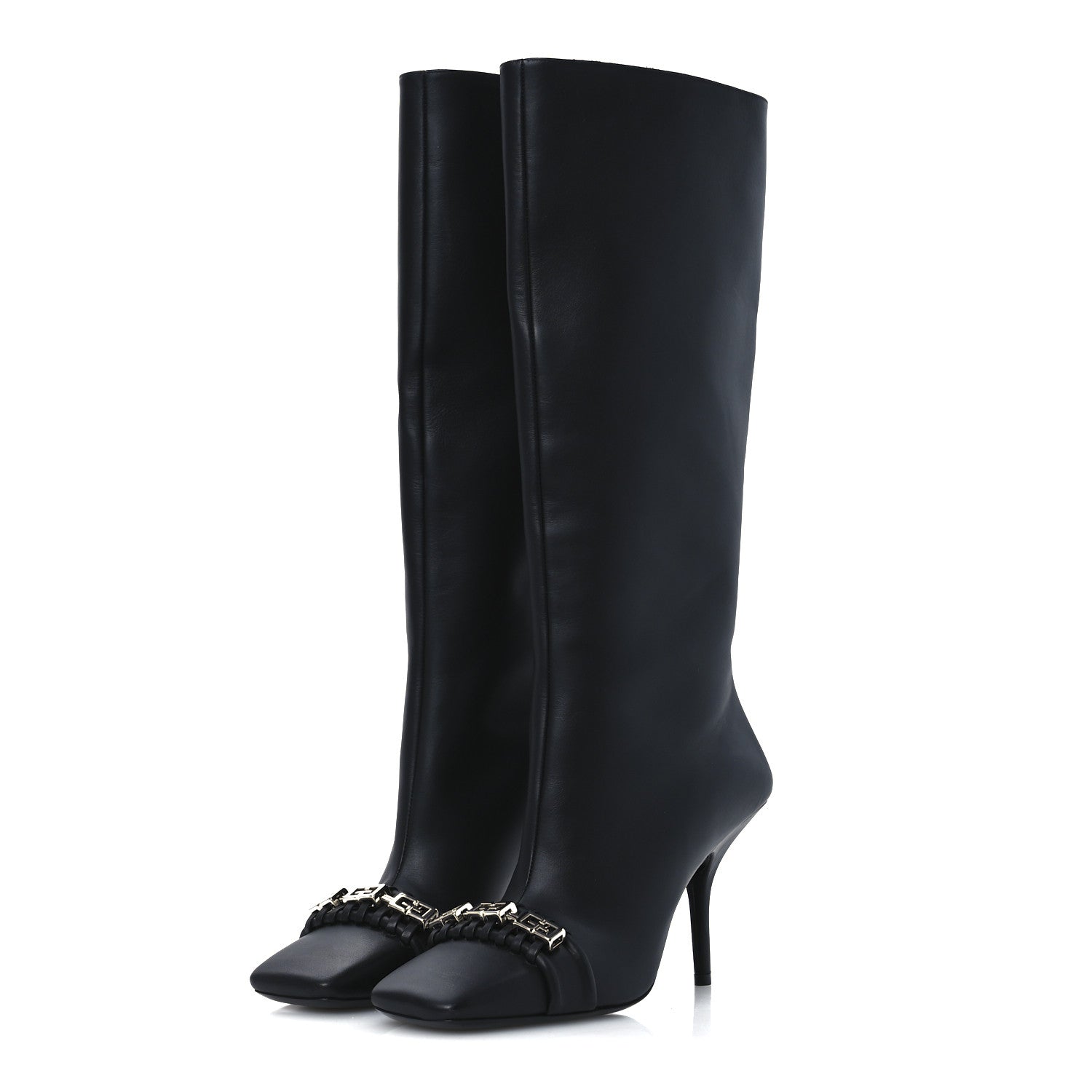 Givenchy Smooth Calfskin 4G Square Toe Knee Boots 38 Black 4 of 12