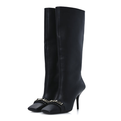 Givenchy Smooth Calfskin 4G Square Toe Knee Boots 38 Black 4 of 12