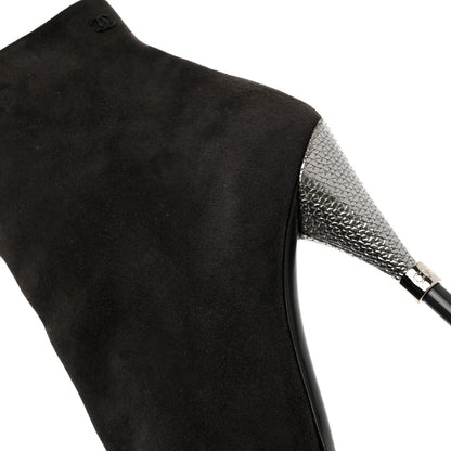 Chanel Suede Calfskin Satin Short Boots 39.5 Dark Grey 12 of 12