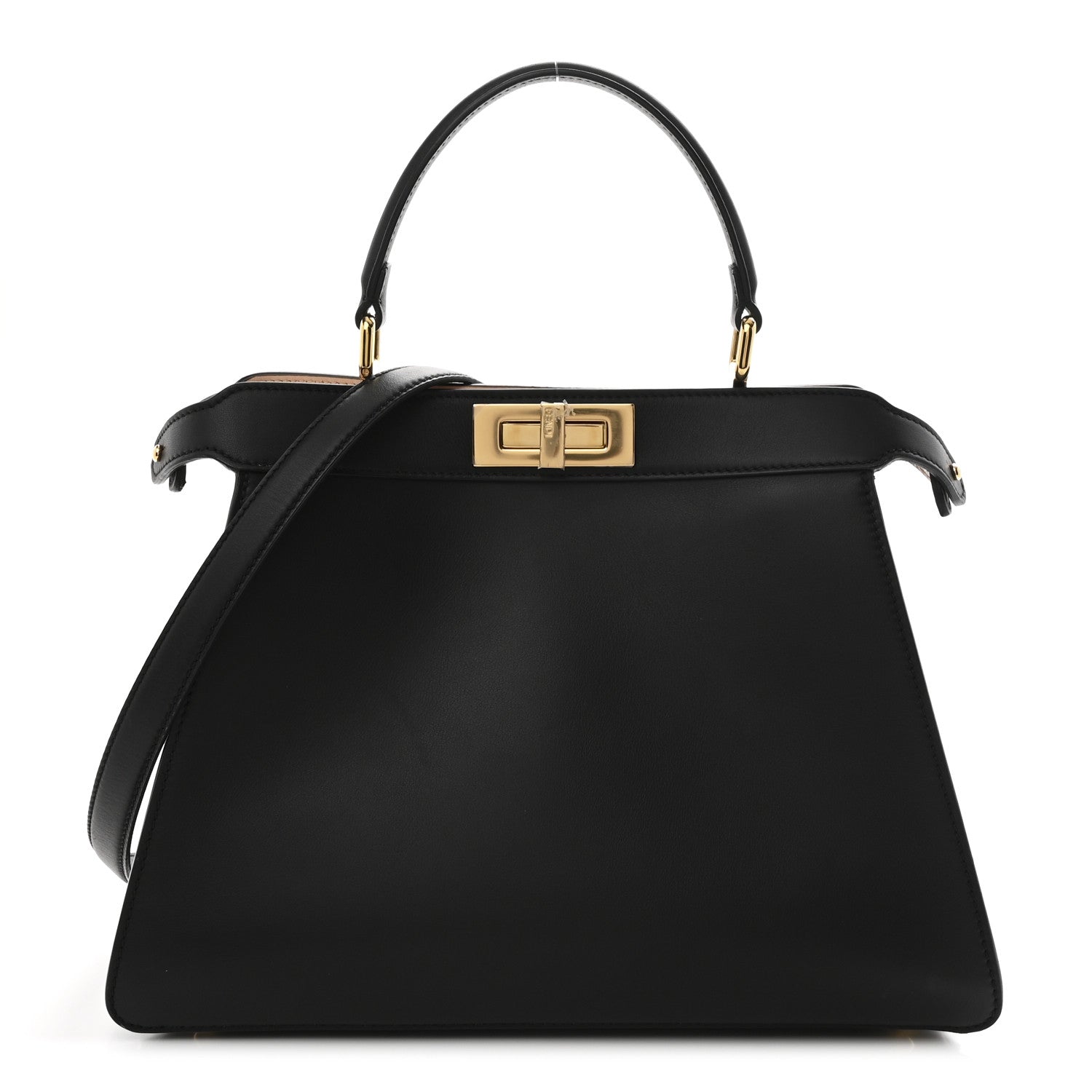 Fendi Vitello Seta Shiny Nappa Medium Peekaboo I SEE U Satchel Black Light Rose 1 of 11
