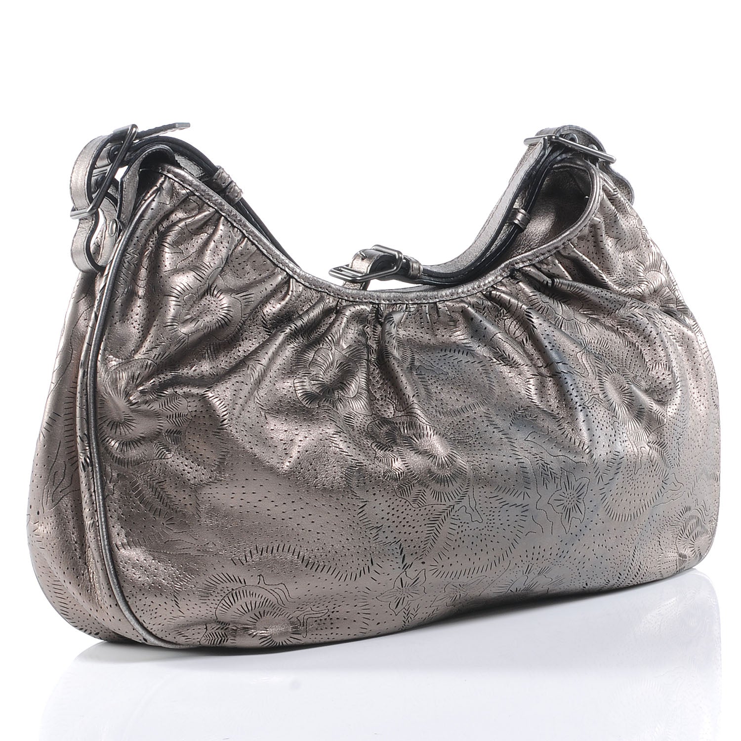 Burberry Lace Leather Avondale Hobo Metallic 3 of 8