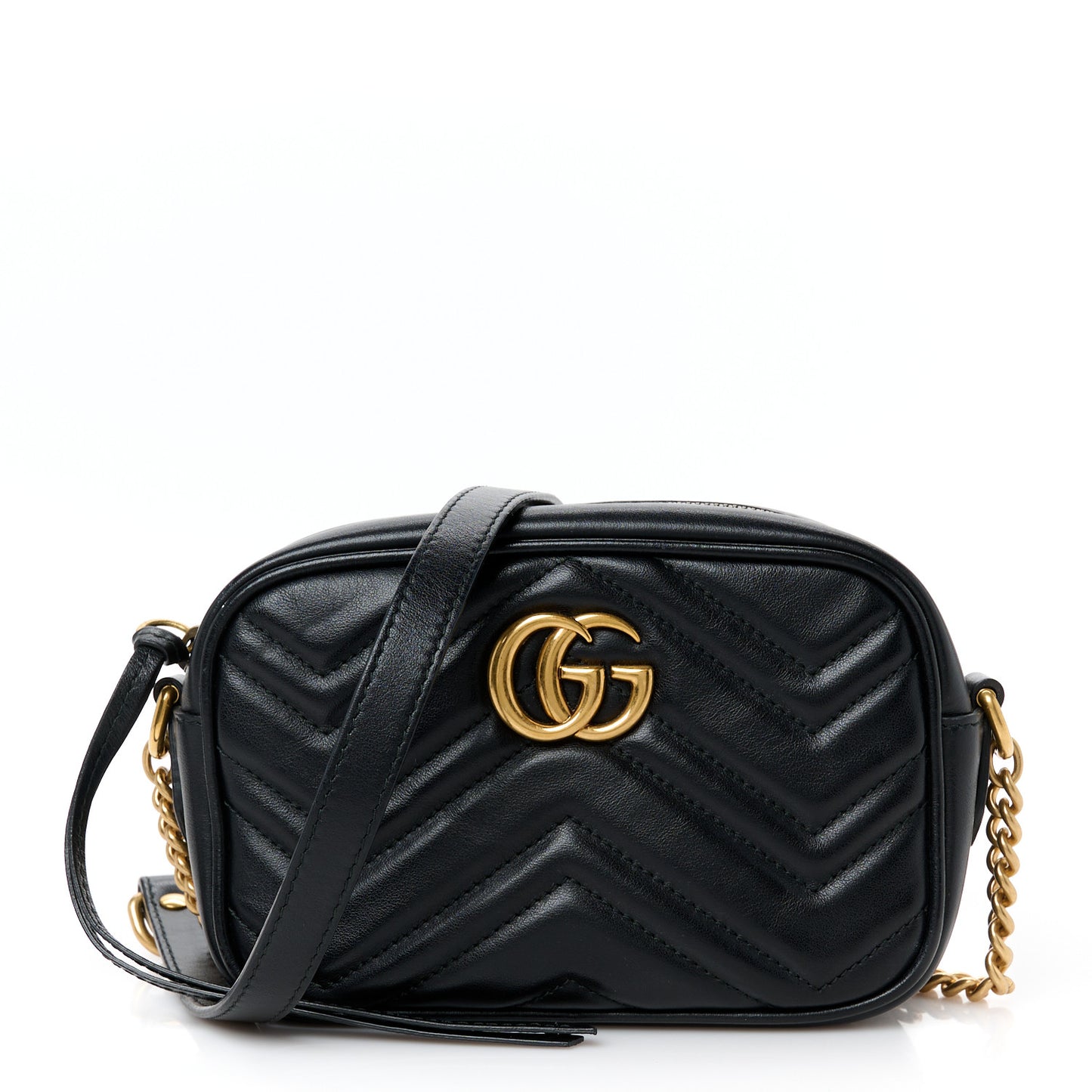 Calfskin Matelasse Mini GG Marmont Chain Shoulder Bag Black