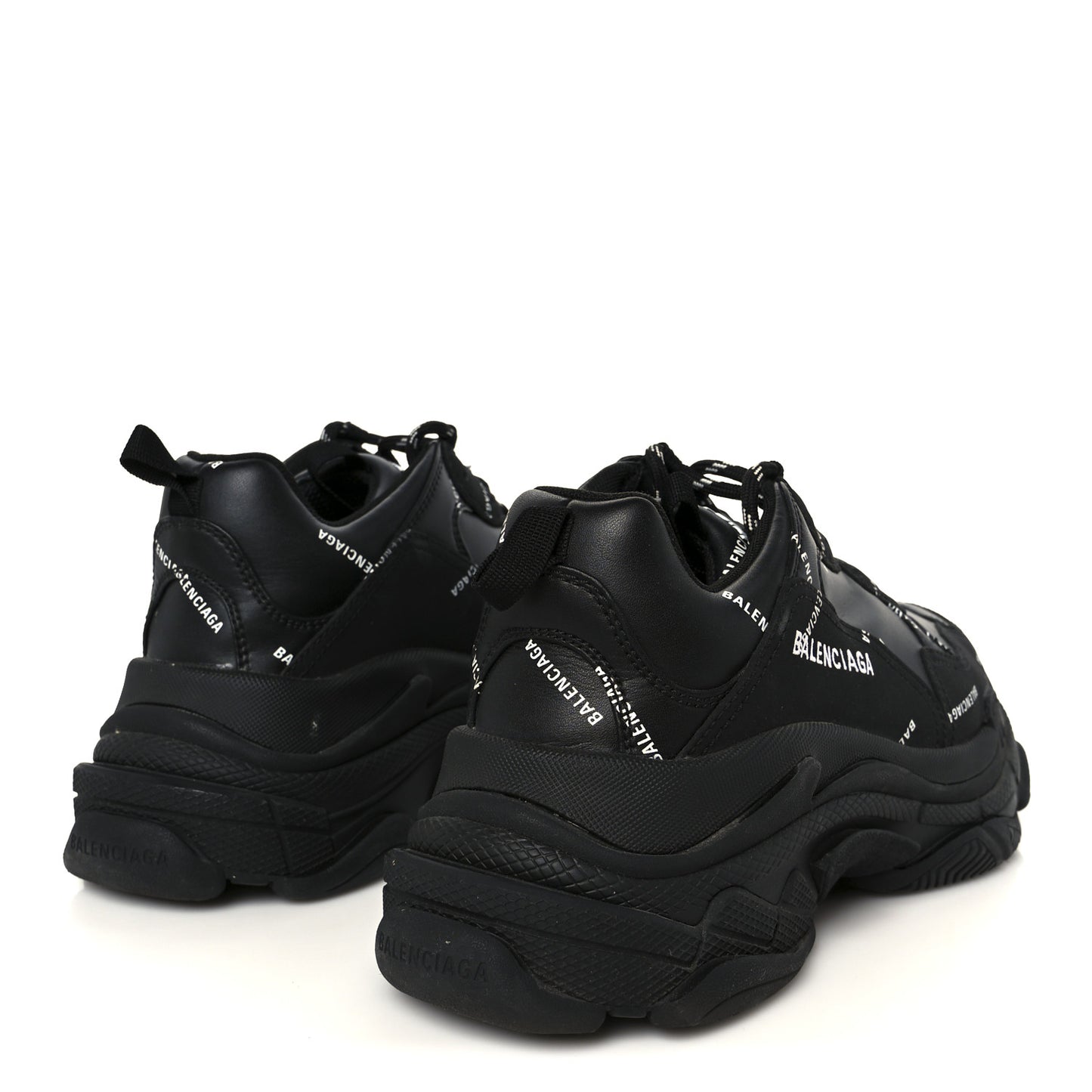 Technical Fabric Allover Logo Womens Triple S Sneakers 37 Black White