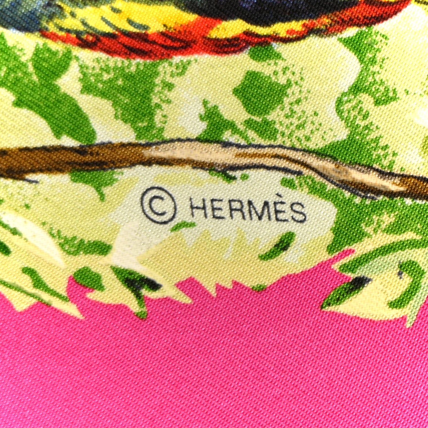 Hermes Silk Equateur Scarf 90  Rose Vif Vert Jaune 3 of 6