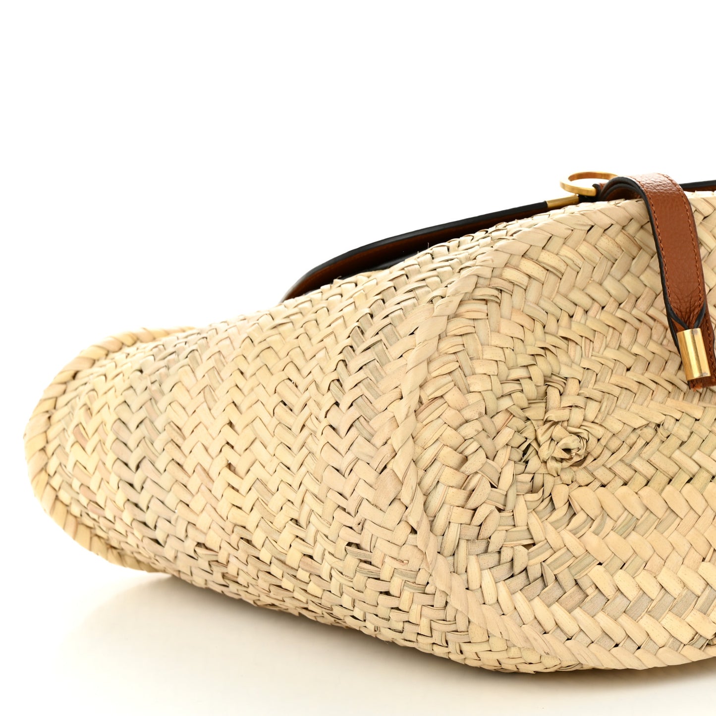 Raffia Small Grain Calfskin Medium Marcie Basket Tan