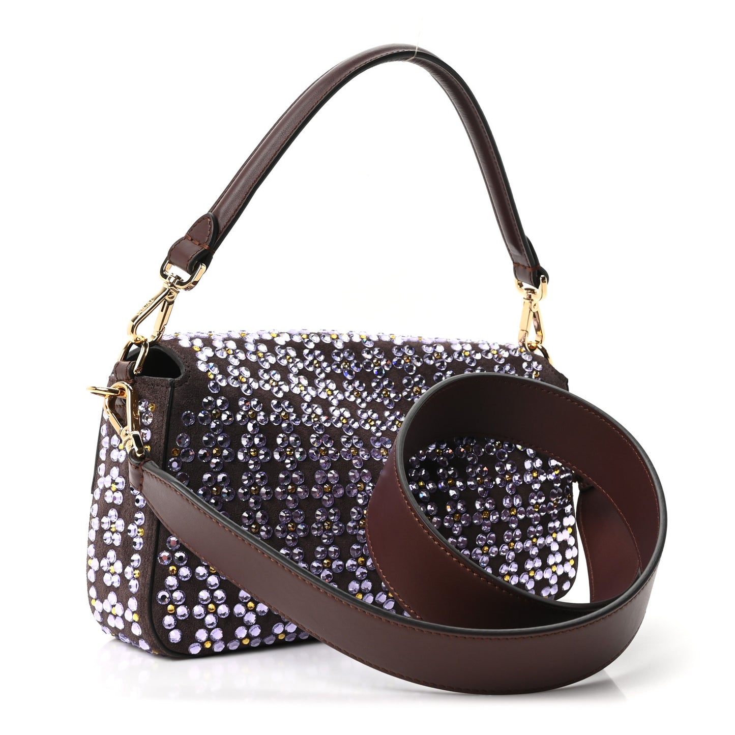 Suede Blooming Crystal Floral Baguette Mogano Anemone