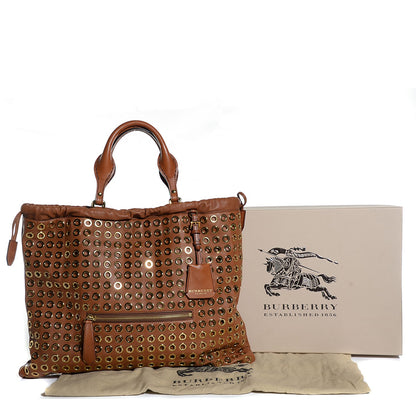 Burberry Leather Big Crush Eyelet Tote Bright Tan 5 of 9