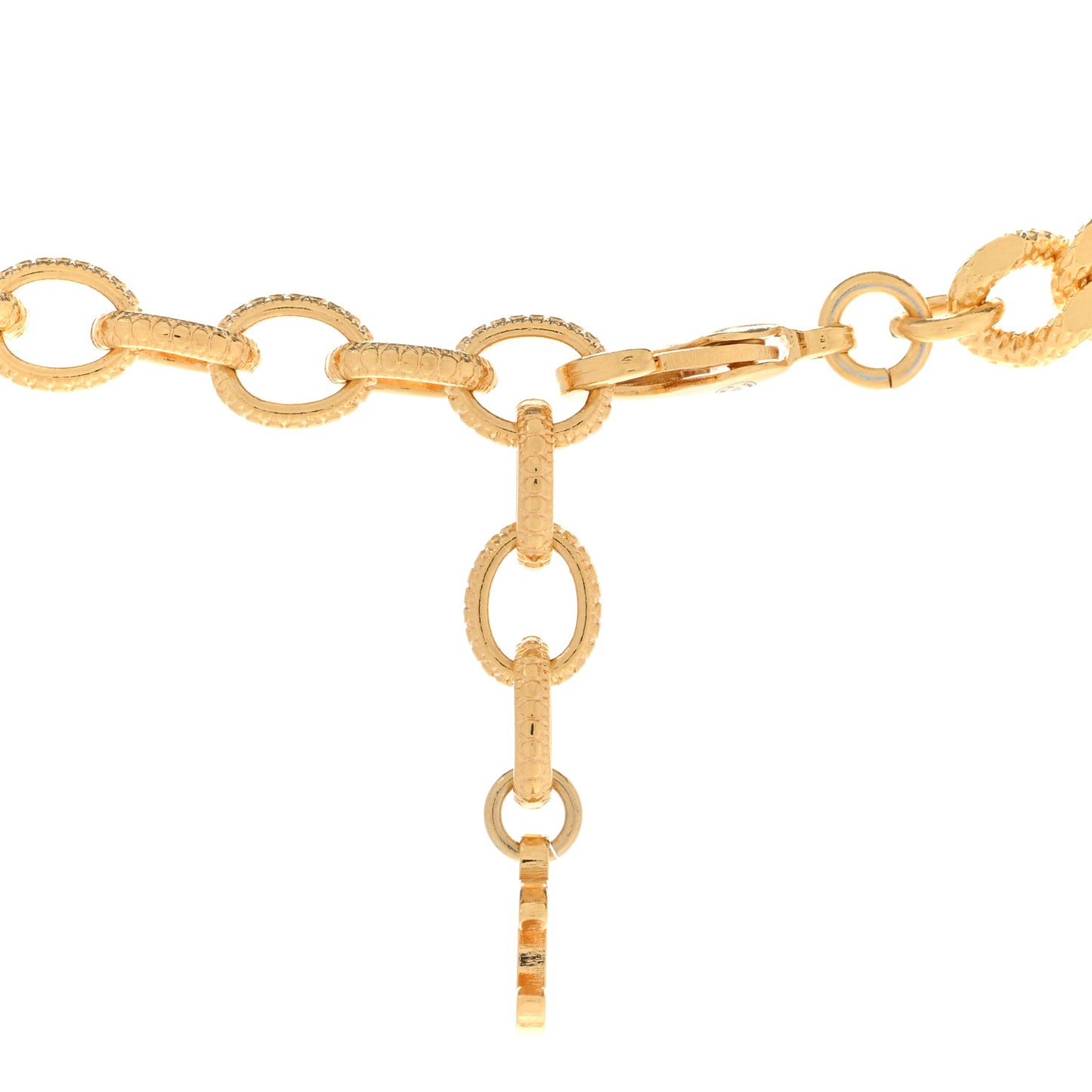 Crystal Chain Link CC Choker Necklace Gold