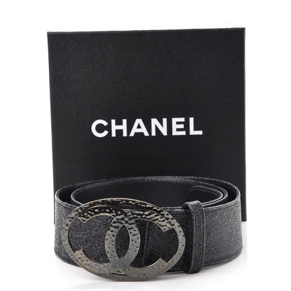 Chanel Metallic Crackled Calfskin CC Belt 95 38 Black 9 of 9