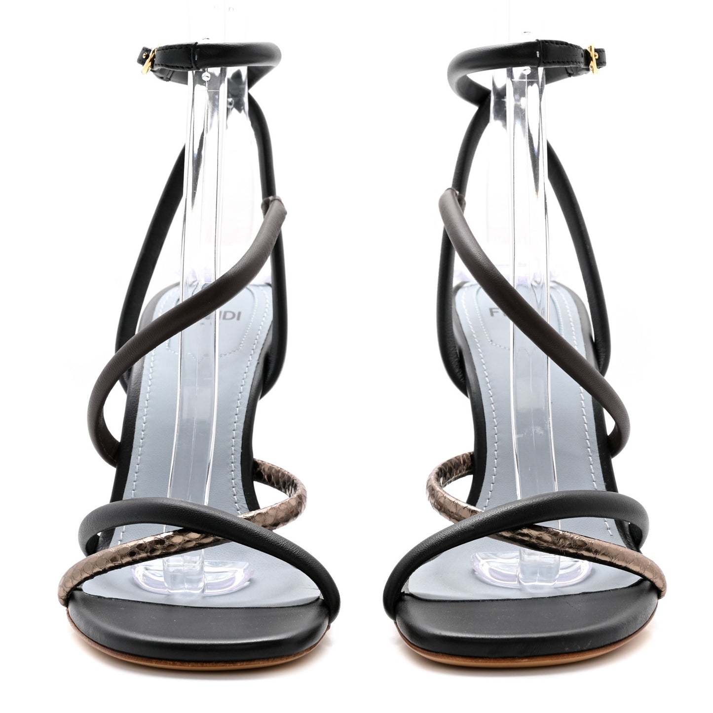 Nappa Metallic Ayers Fendi First 95mm Strappy Sandals 36.5 Black Chocolate Stagno