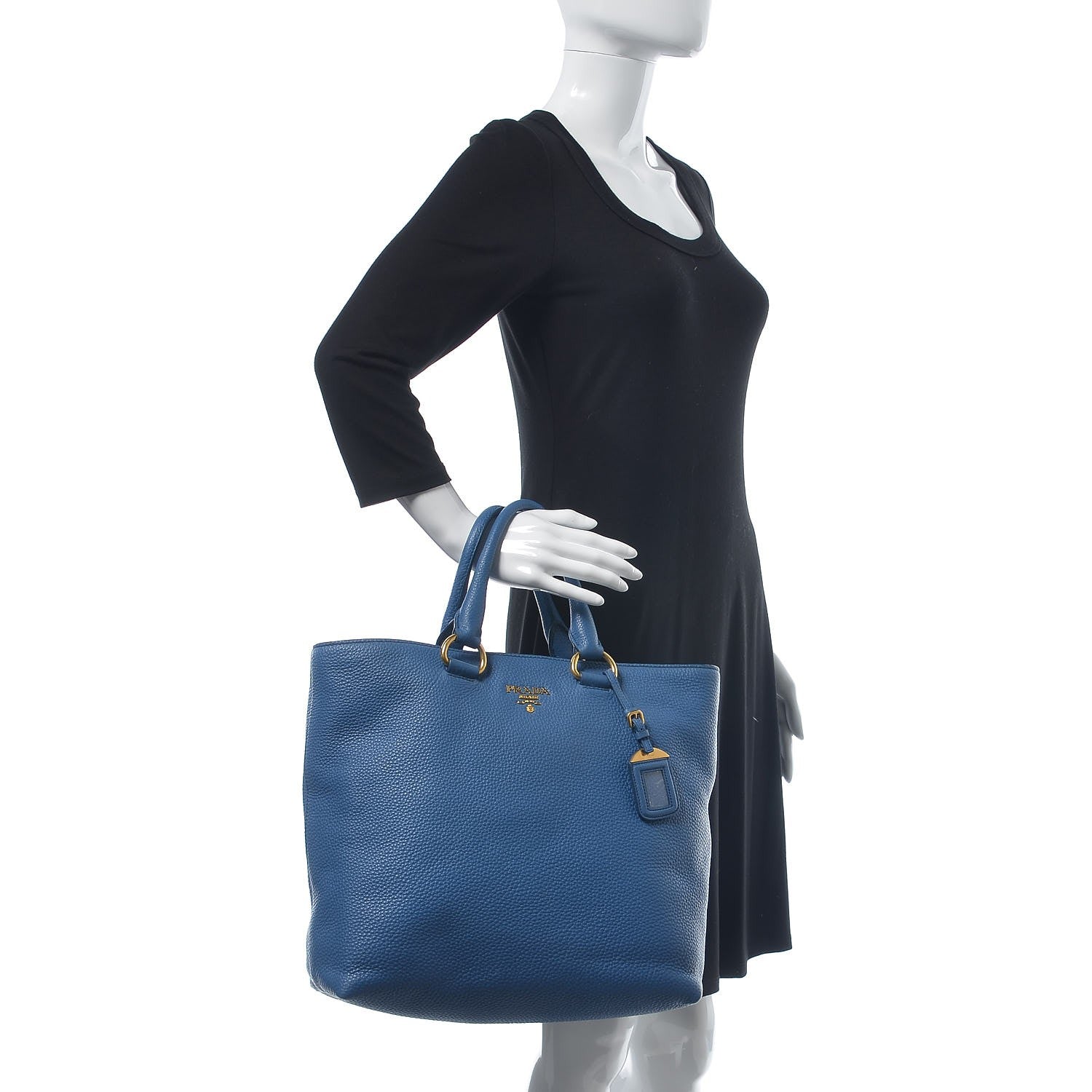 Prada Vitello Daino Tote Cobalto 3 of 8