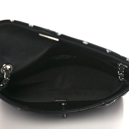 Chanel Printed Lambskin Logo CC Envelope Clutch With Chain Black White 5 of 9