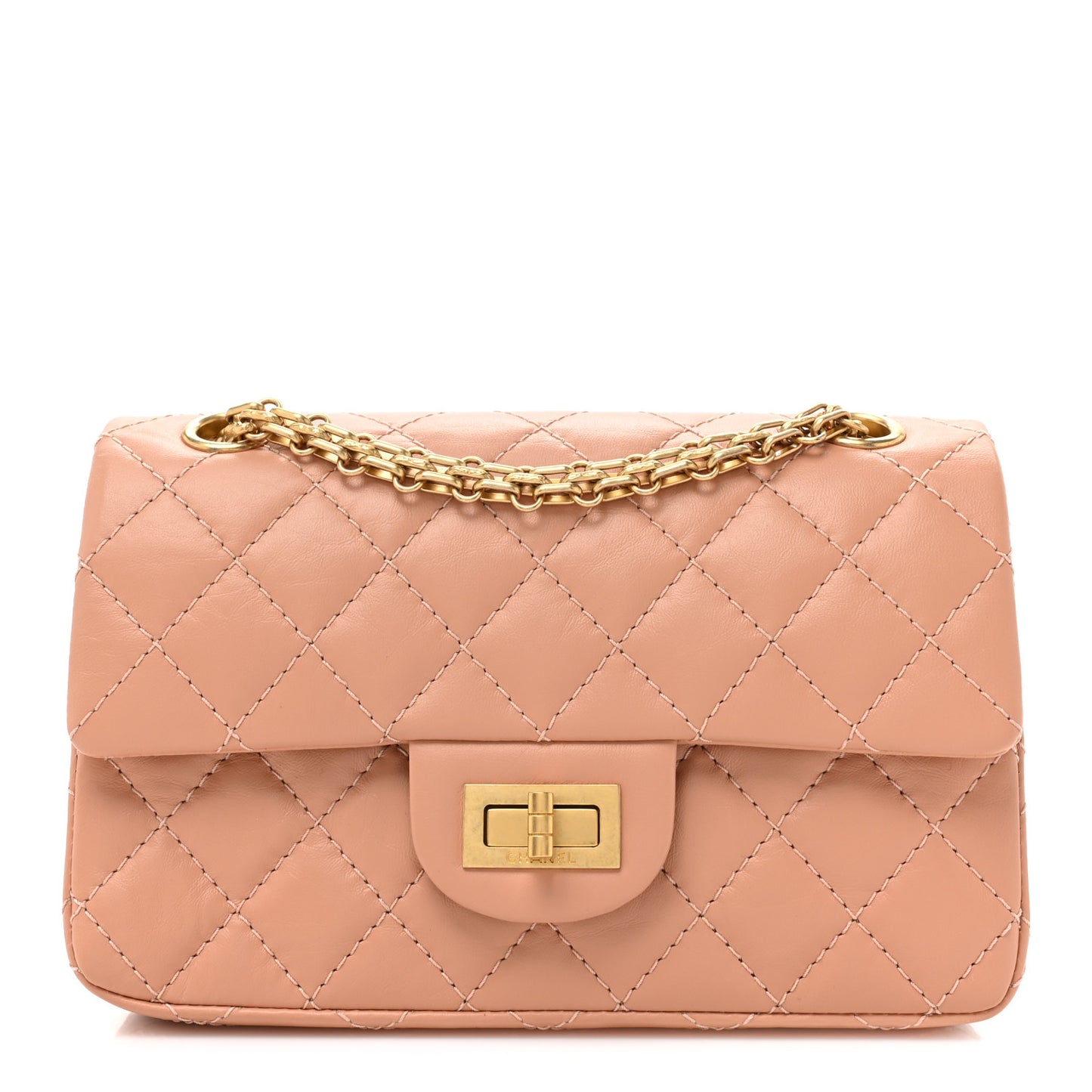 Aged Calfskin Quilted 2.55 Reissue Mini Flap Beige