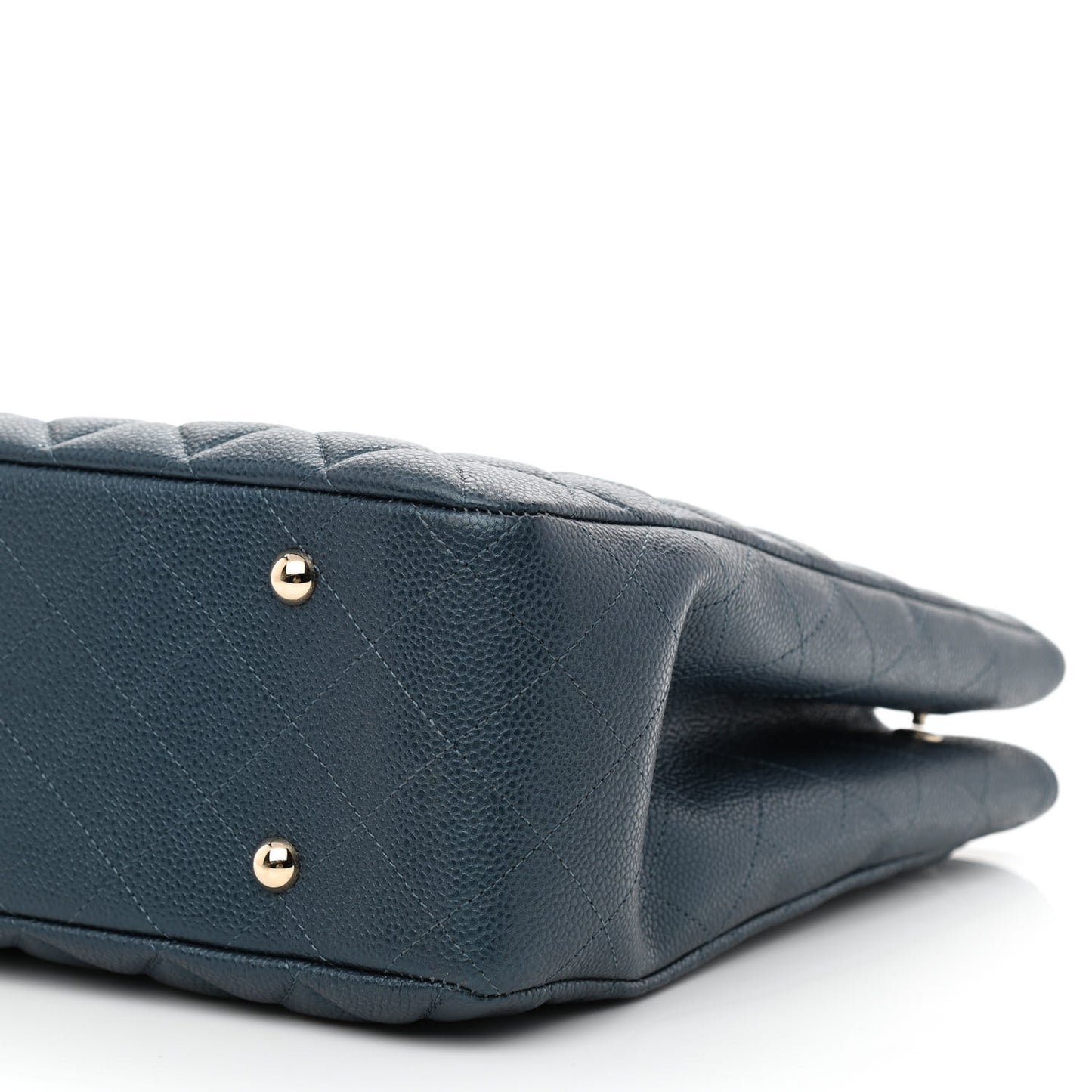Metallic Caviar Quilted Large Classic Shopping Tote Dark Blue
