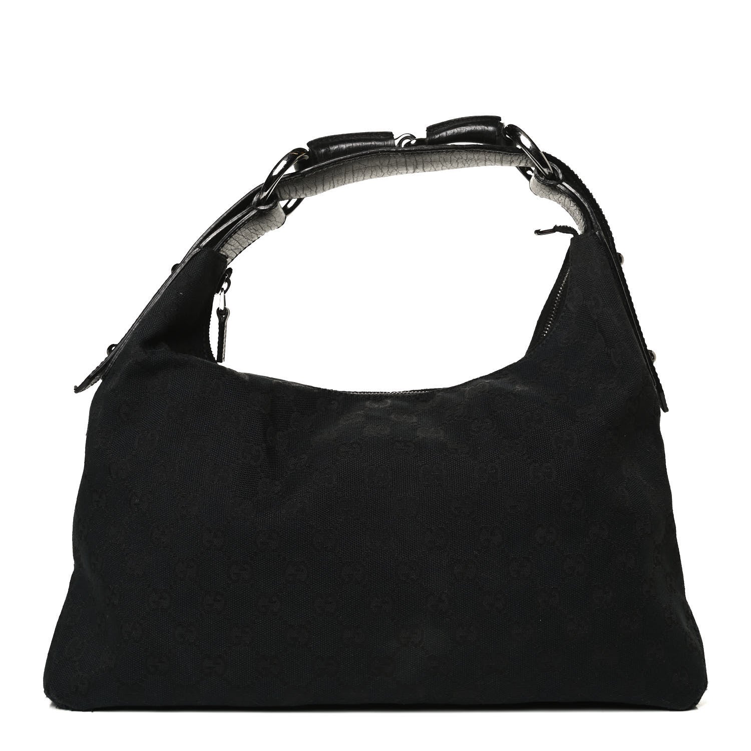 Gucci Monogram Medium Horsebit Chain Hobo Black 1 of 13