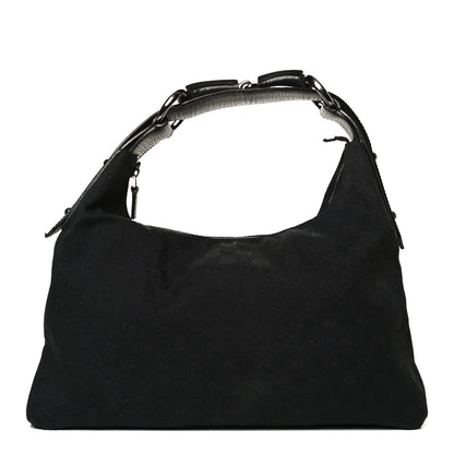 Gucci Monogram Medium Horsebit Chain Hobo Black 1 of 13