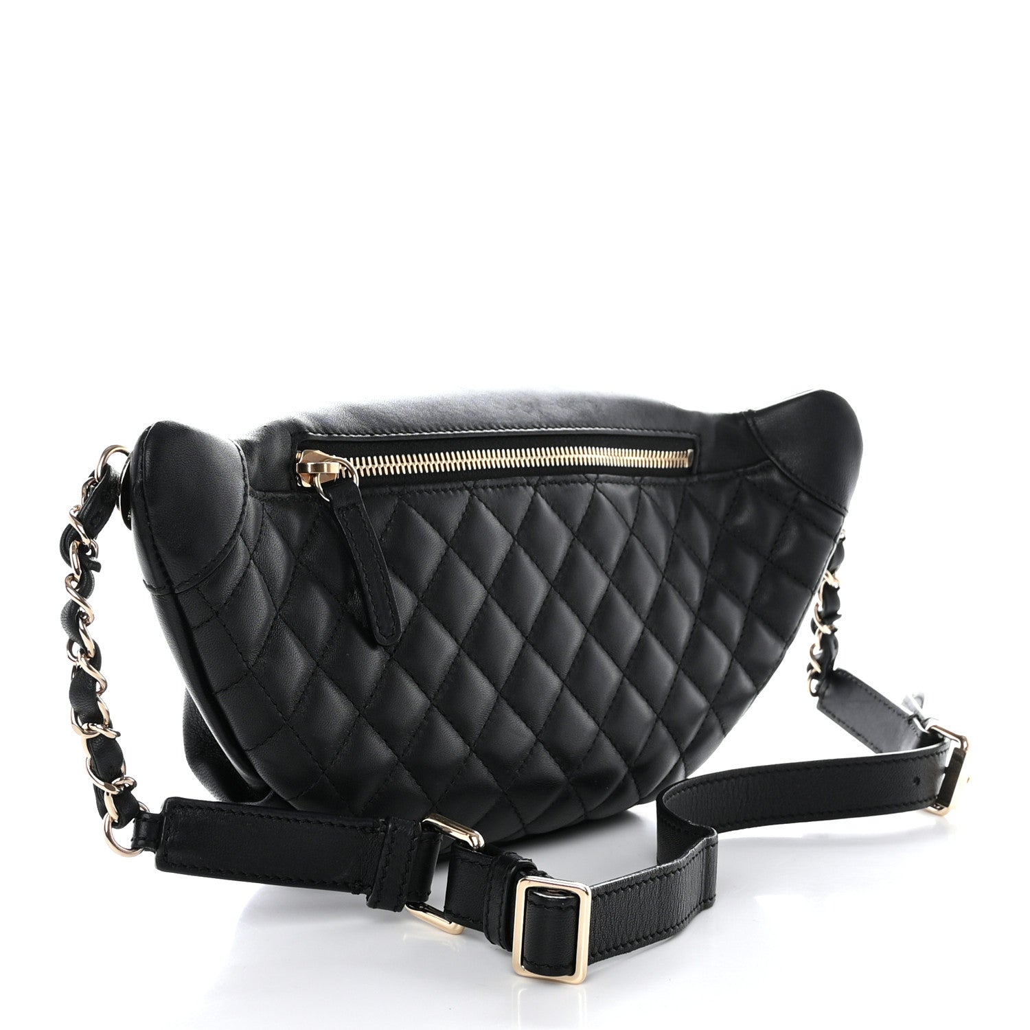 Chanel Lambskin Quilted Waist Bag Fanny Pack Black 2 of 11