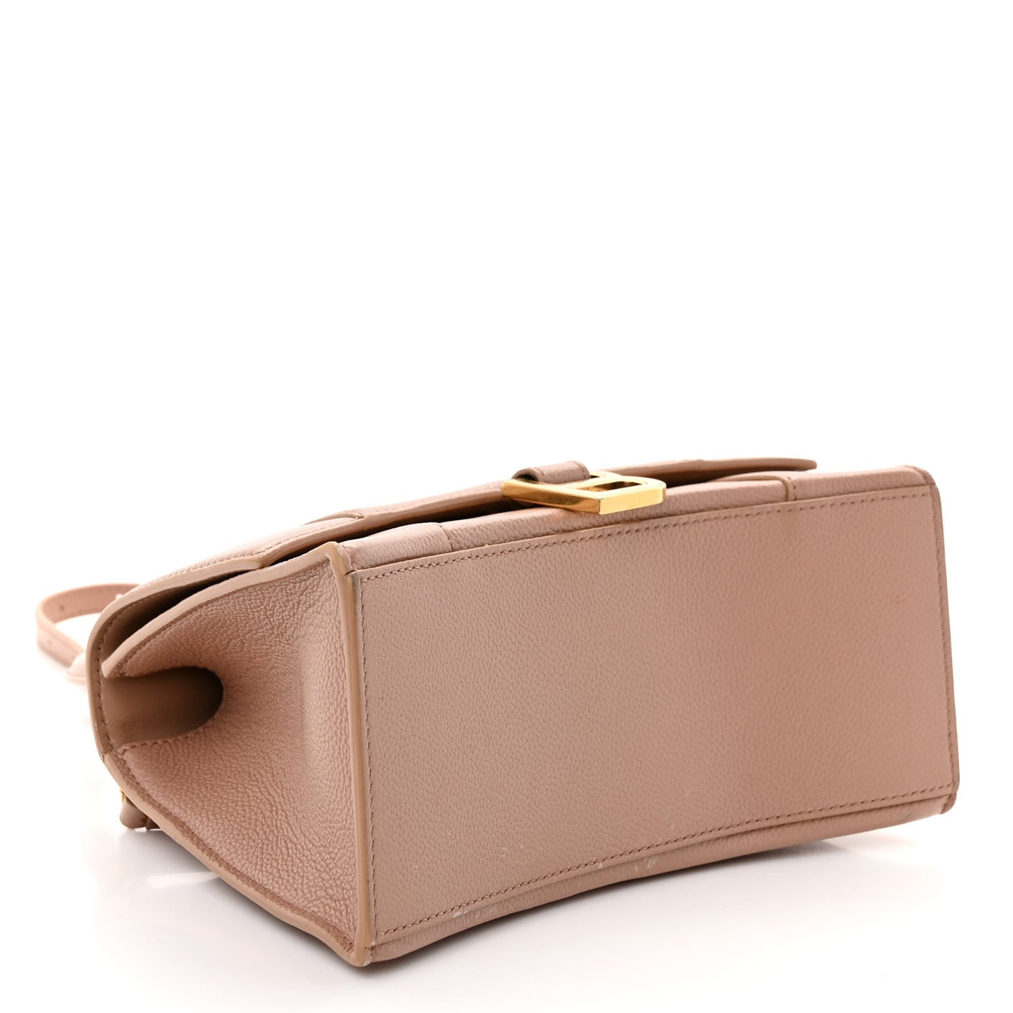 Grained Calfskin Small Hourglass Top Handle Bag Nude Beige