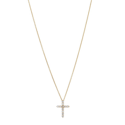 Tiffany 18K Yellow Gold Diamond Small Cross Pendant Necklace 1 of 5