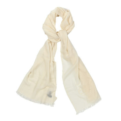 Chanel Cashmere Silk Wool CC Embroidered Scarf White 1 of 6