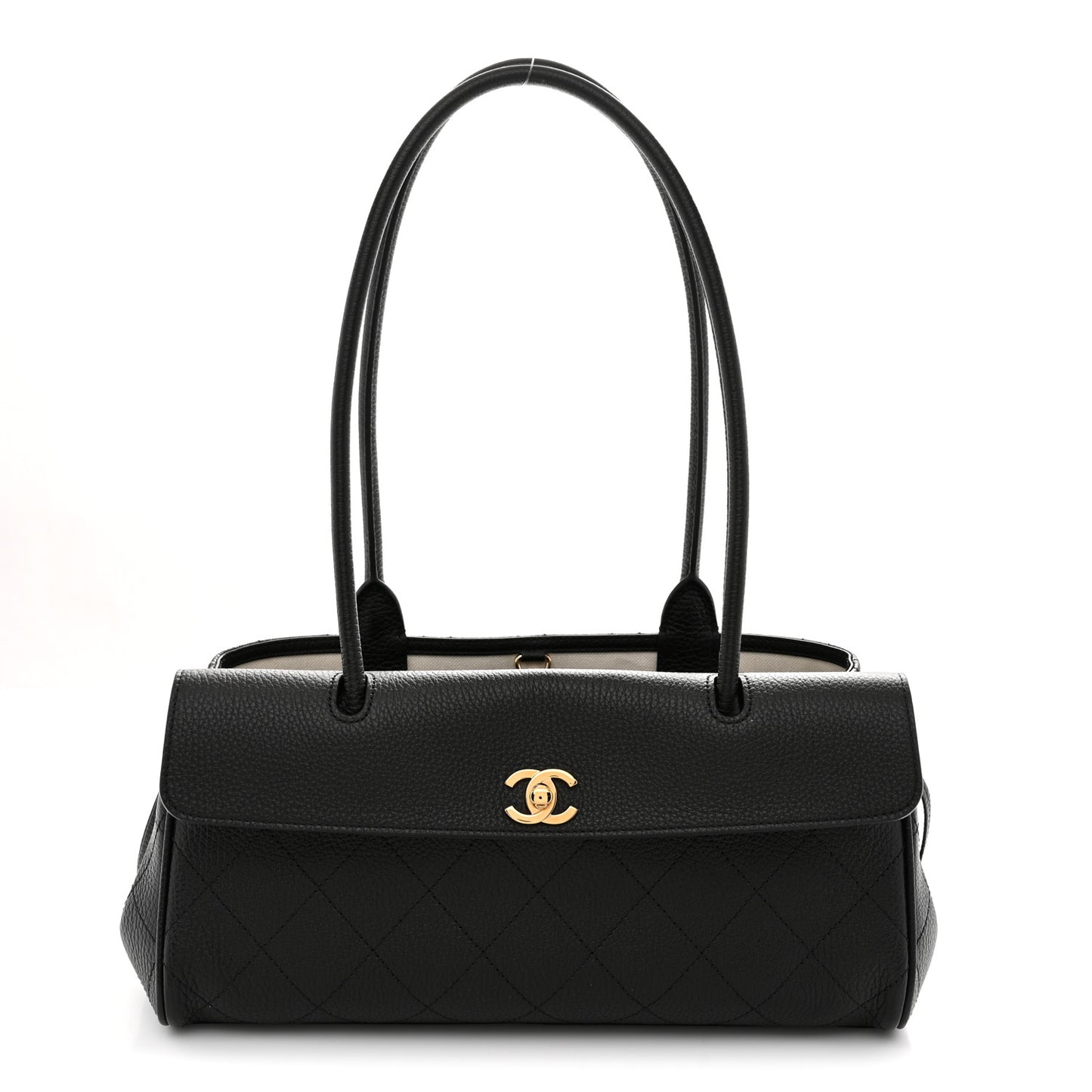 Grained Calfskin Urban Essentials Small Shopping Bag Black