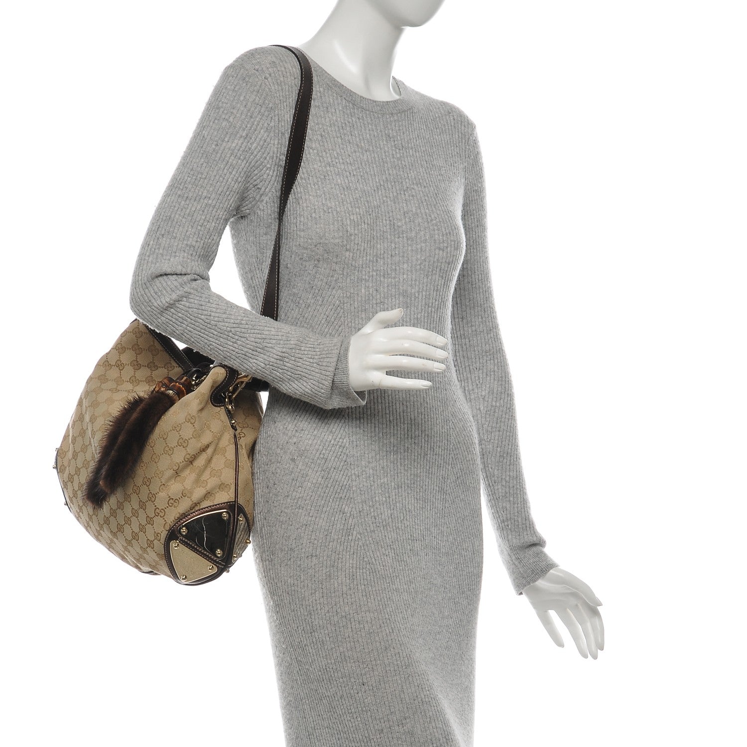 Gucci Monogram Mink Indy Small Top Handle Bag Metallic 3 of 12