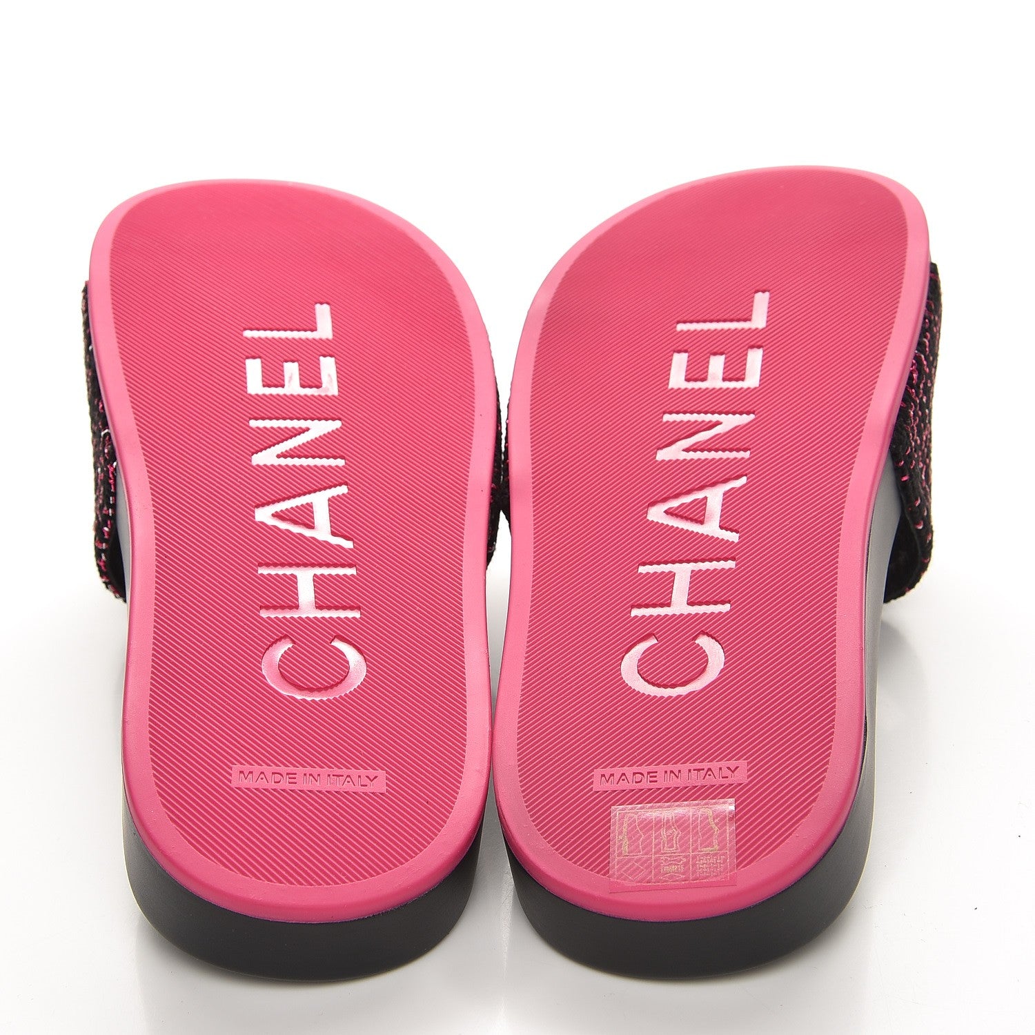 Chanel Tweed Grosgrain Camellia CC Flat Mules 39 Black Pink 5 of 9