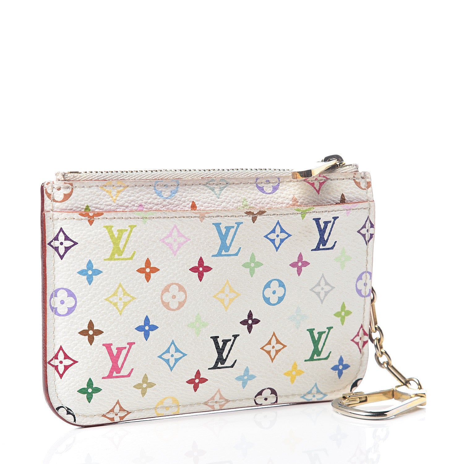 Louis Vuitton Monogram Multicolor Key Pouch White Litchi 2 of 6