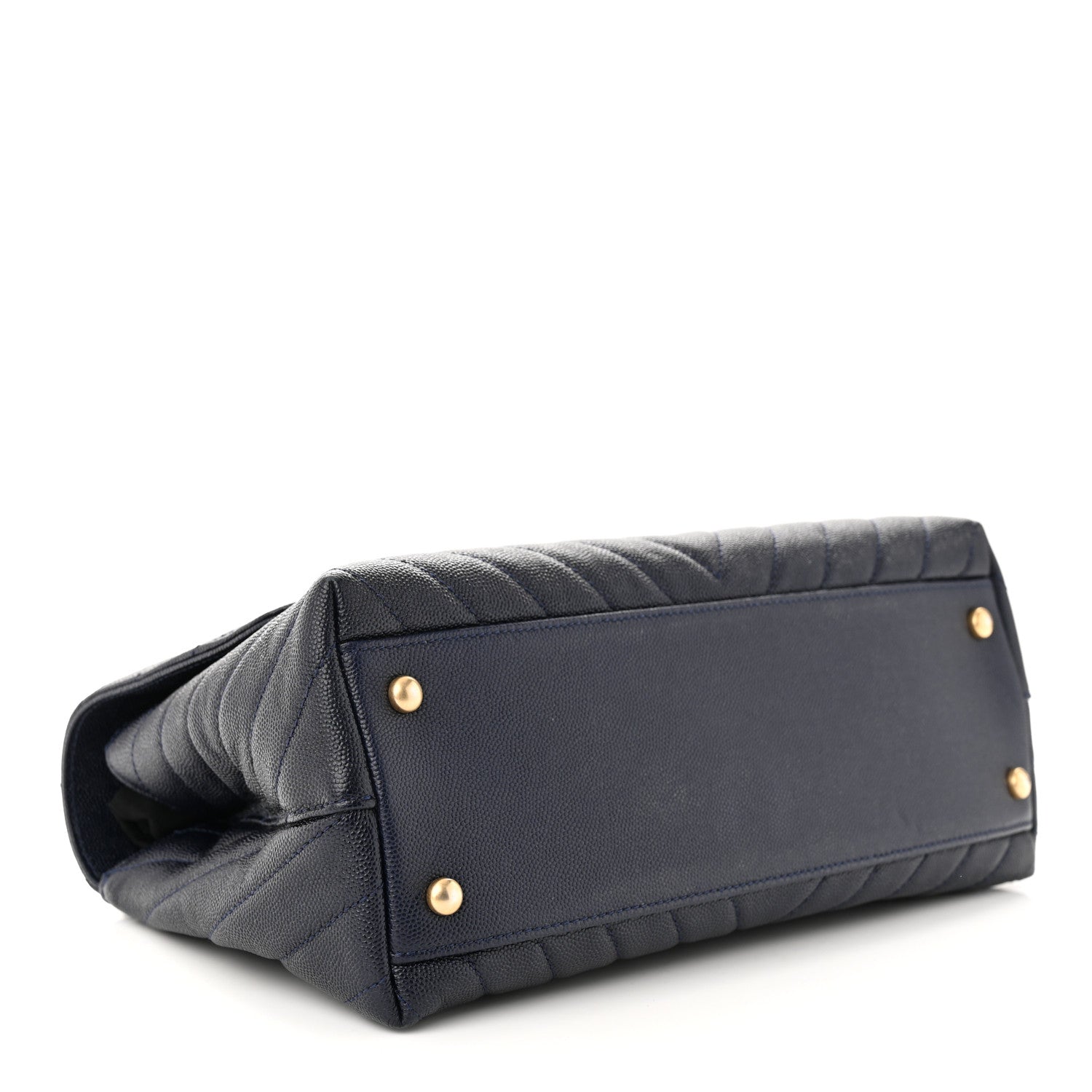 Chanel Caviar Chevron Quilted Small Coco Handle Flap Navy 4 of 10