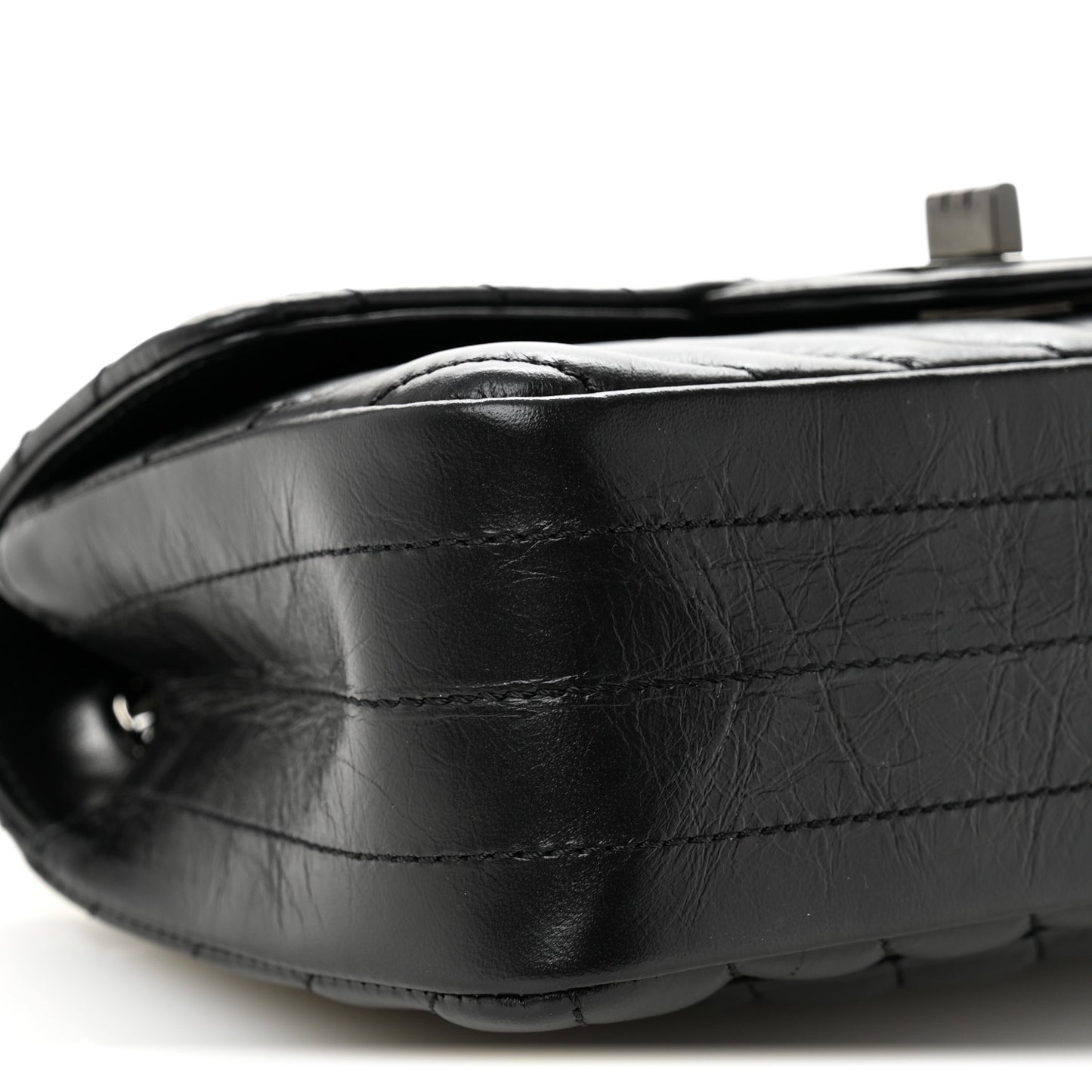 Aged Calfskin Chevron Quilted 2.55 Reissue Mini Flap So Black