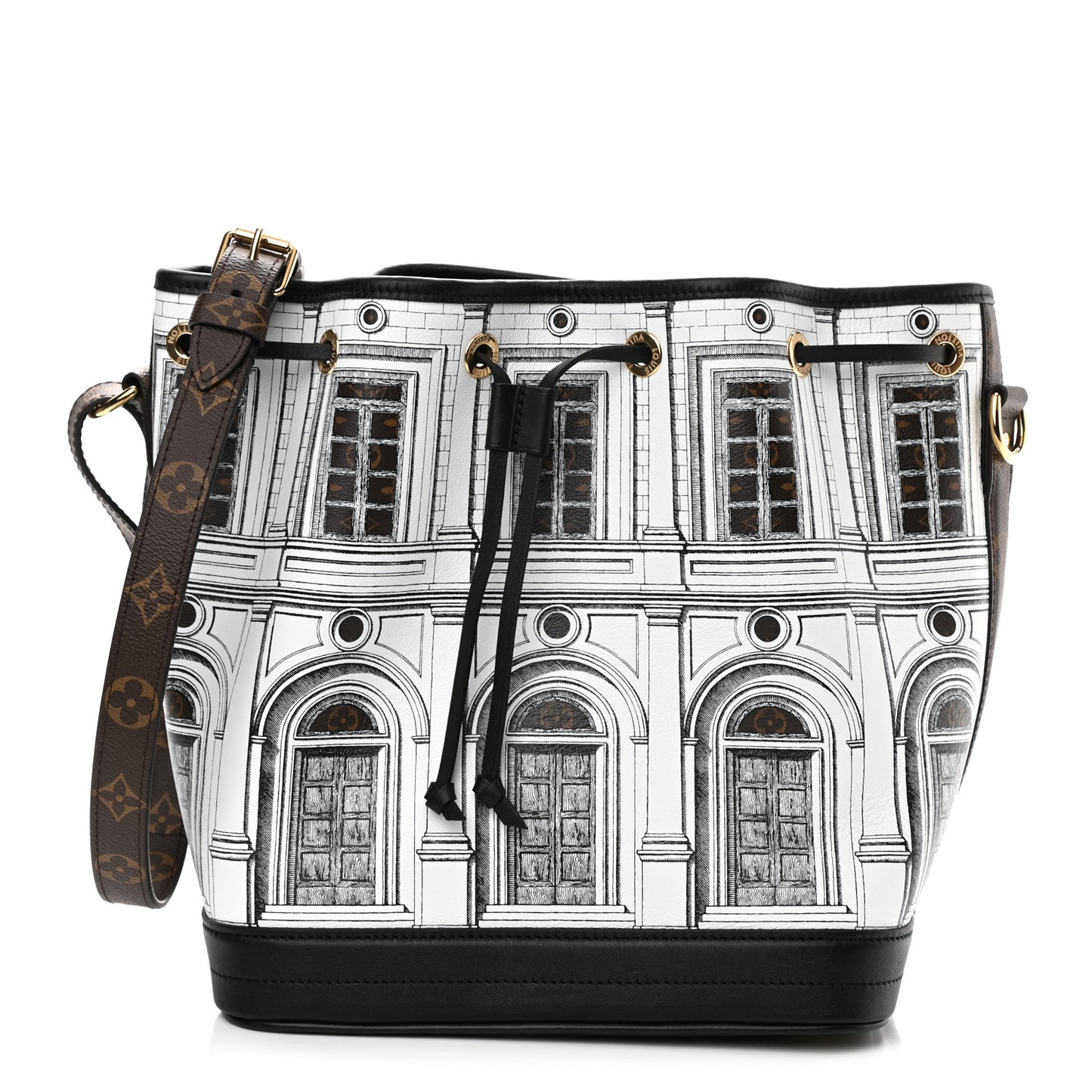X FORNASETTI Calfskin Architettura Noe MM Black White