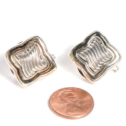David Yurman Sterling Silver 14K Yellow Gold Quatrefoil Earrings 2 of 4