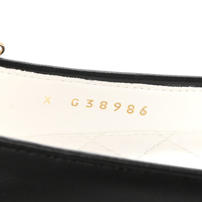 Chanel Lambskin Patent Calfskin Cap Toe Ankle Chain Ballerina Flats 36 Black 7 of 8