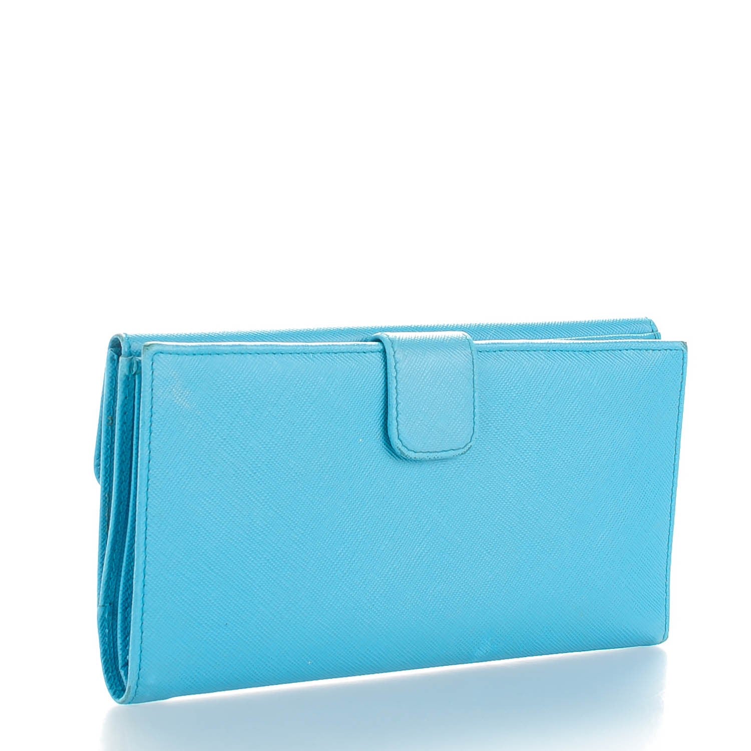 Prada Saffiano Metal Continental Flap Wallet Turchese 3 of 9