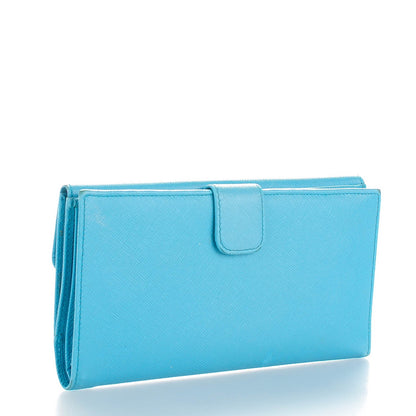 Prada Saffiano Metal Continental Flap Wallet Turchese 3 of 9
