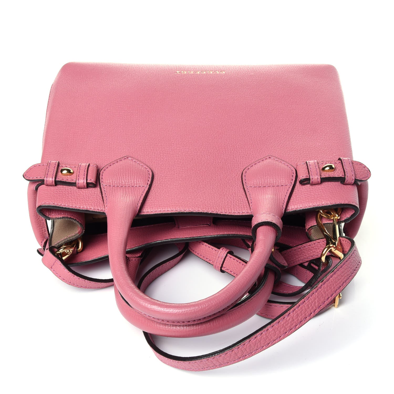 Burberry Grainy Calfskin House Check Small Banner Tote Mauve Pink 11 of 13