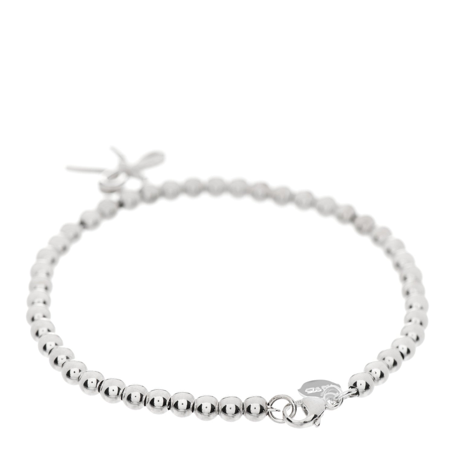 Tiffany Sterling Silver 4mm Bow Bead Bracelet 2 of 5
