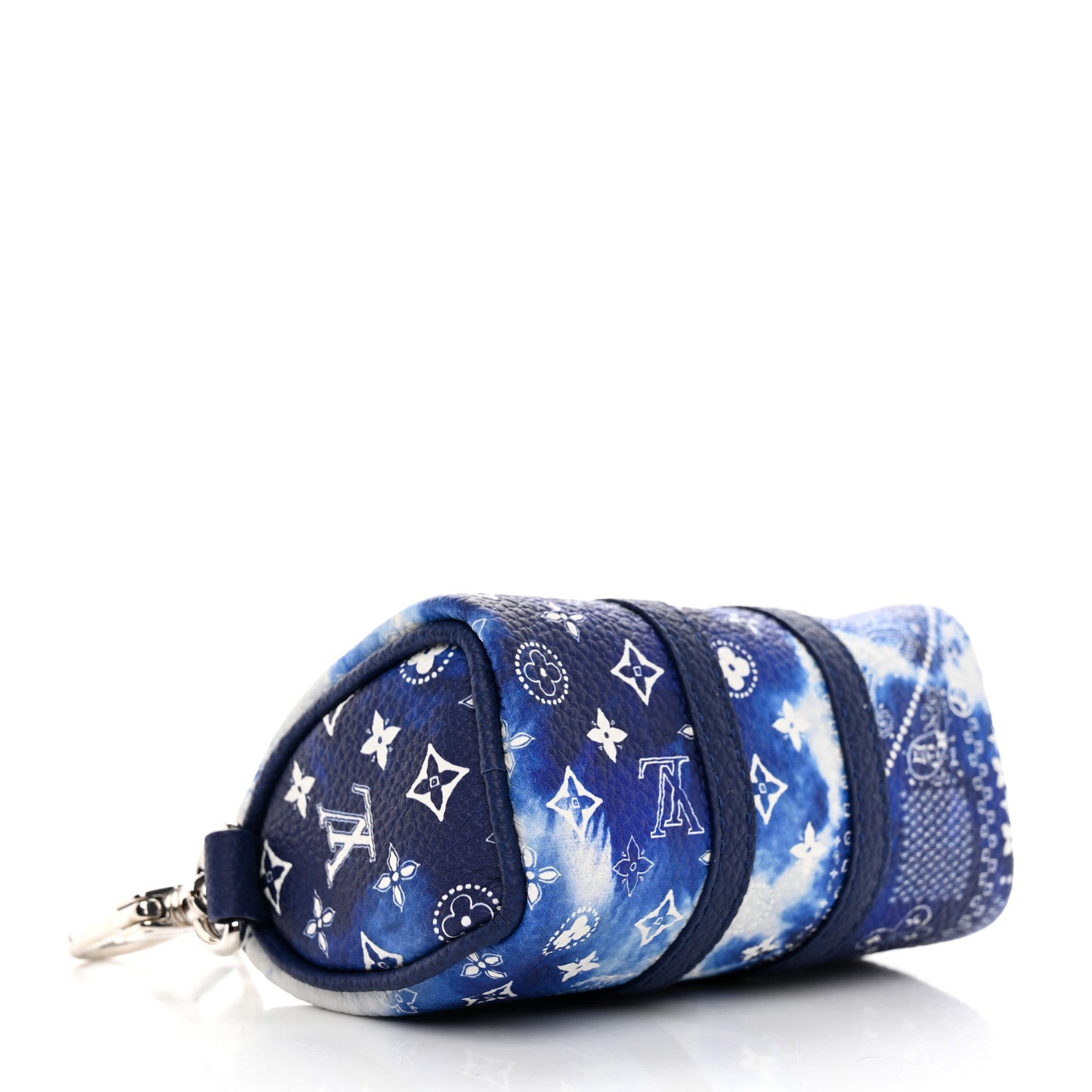 Louis Vuitton Monogram Bandana Mini Keepall Bag Charm Key Holder Blue 5 of 10