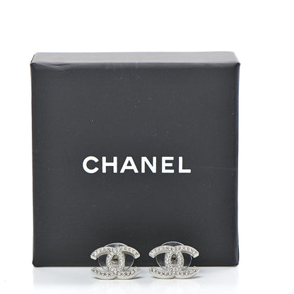 Chanel Crystal CC Earrings Silver 5 of 5