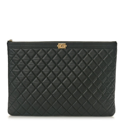 Chanel Caviar Quilted Large Boy Cosmetic Case Black 1 of 10