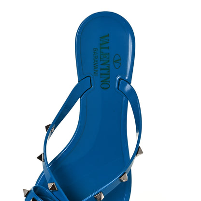 Valentino Garavani PVC Jelly Rockstud Bow Thong Sandals 36 Blue 7 of 8