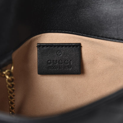 Gucci Calfskin Matelasse Super Mini GG Marmont Shoulder Bag Black 9 of 12