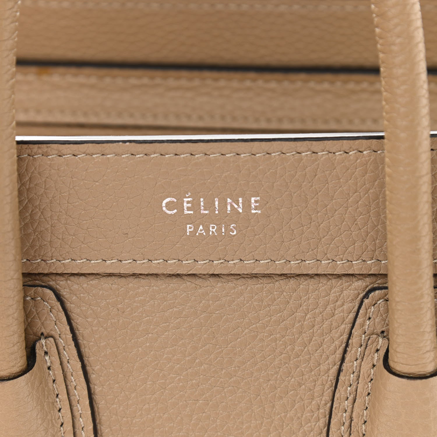 Celine Drummed Calfskin Nano Luggage Dune 6 of 12