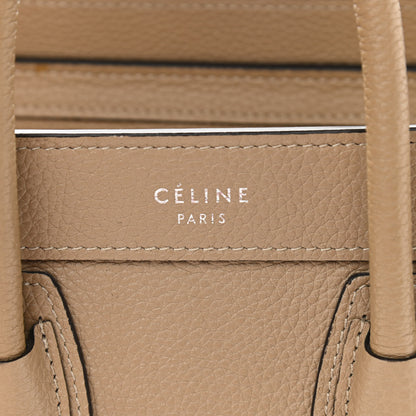 Celine Drummed Calfskin Nano Luggage Dune 6 of 12